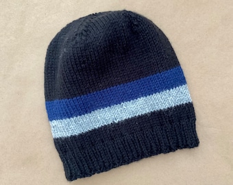 Black Beanie with Stripes