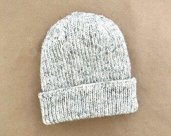 Hand Knit Winter Hat with Fold