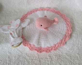 Pink Whale Lovey and Whale Tail Teether