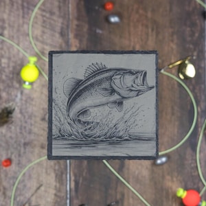 Fish Print Coasters, Drink Coaster, Square Coffee Coasters, Freshwater Fish Coasters, Handmade Coasters, Fish Lover Gift, Sport Fish Gift
