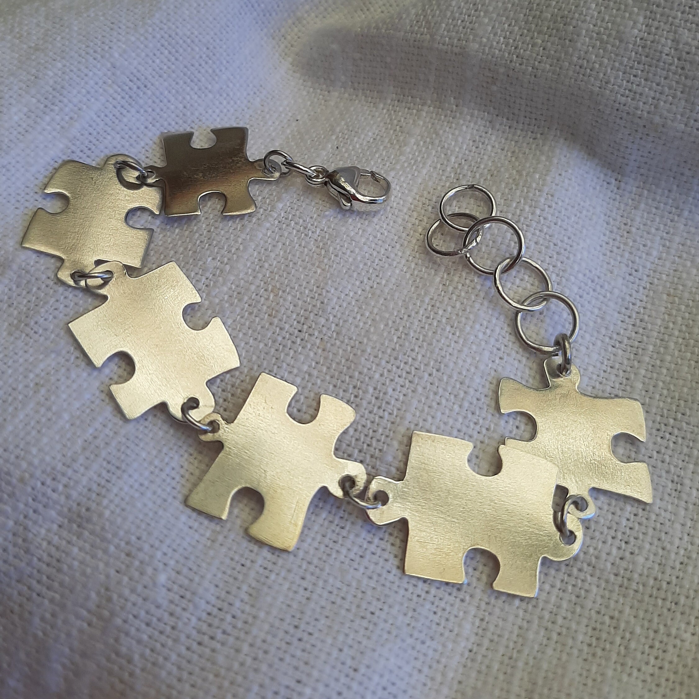 Sterling silver jigsaw puzzle piece bracelet Etsy
