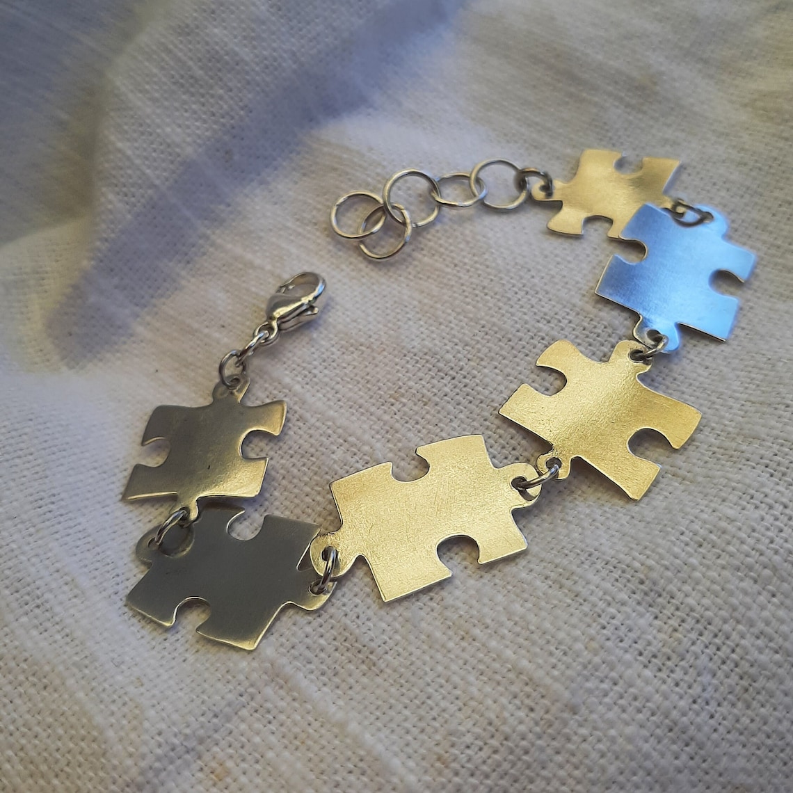 Sterling silver jigsaw puzzle piece bracelet Etsy