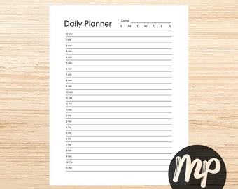 Hourly Daily Printable Planner