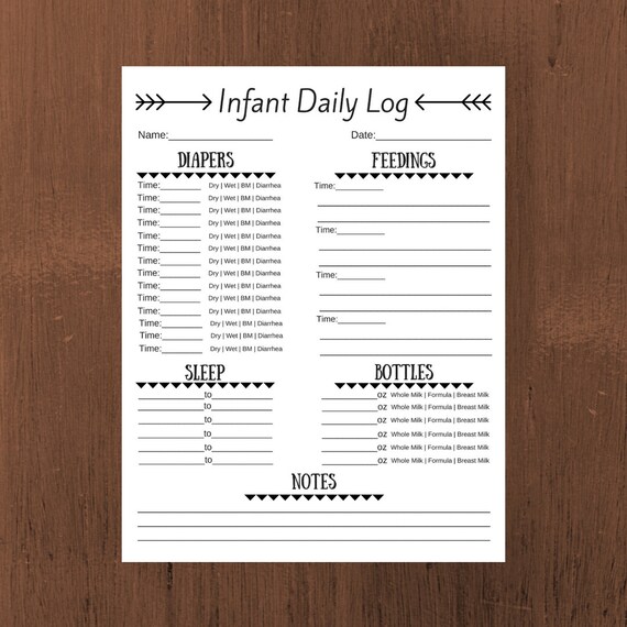 Infant Daily Log | Etsy