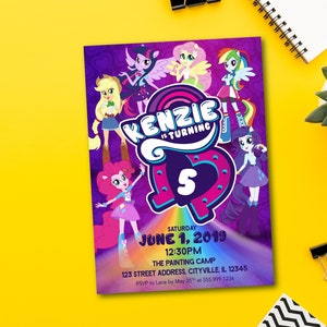 My Little Pony Invitation, Equestria Girls Invitation, My Little Pony Equestria Girls Birthday Invitation