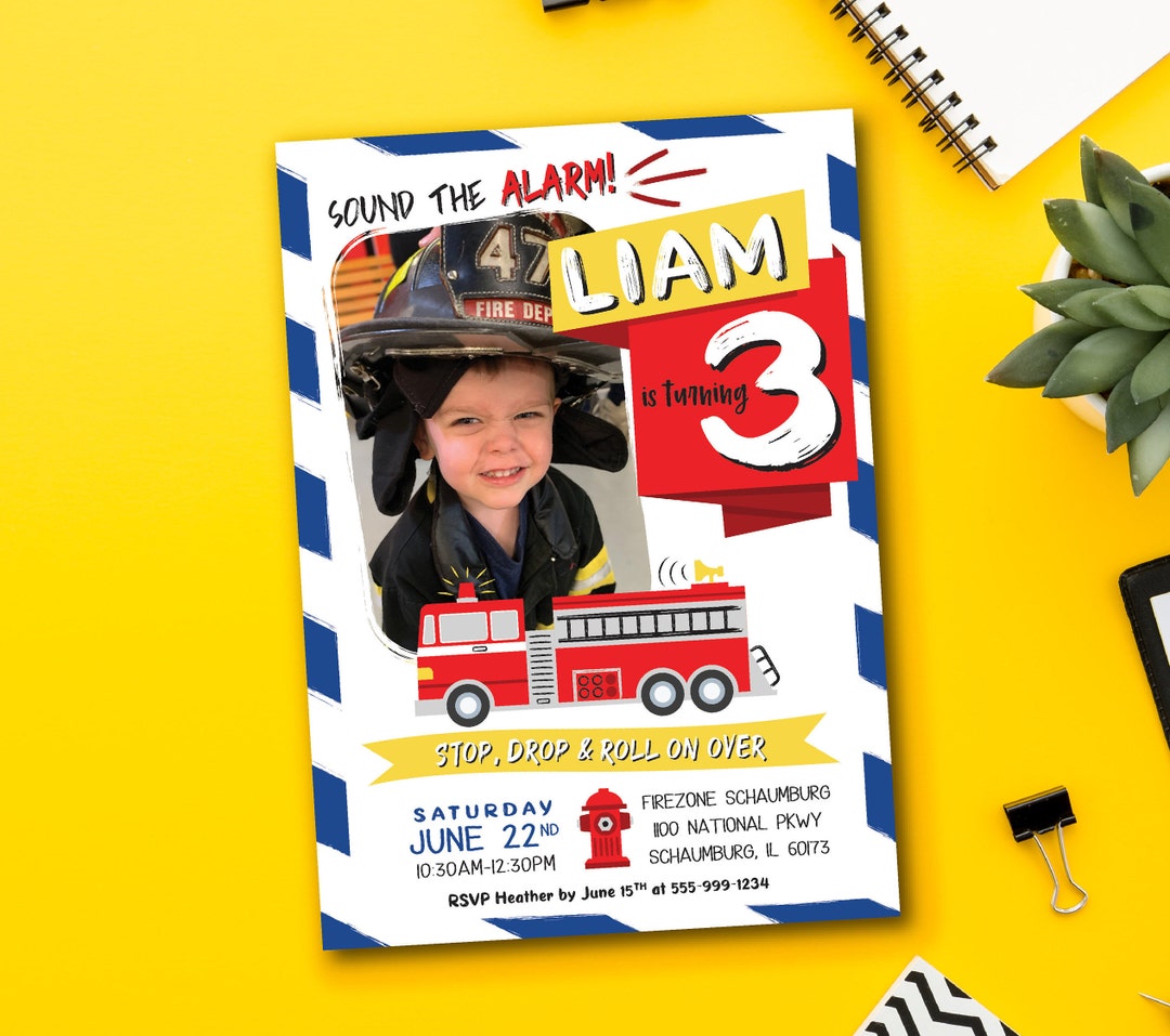 Firefighting Invitation Firefighter Birthday Invitation, Fire Truck Invitation, Fireman ...