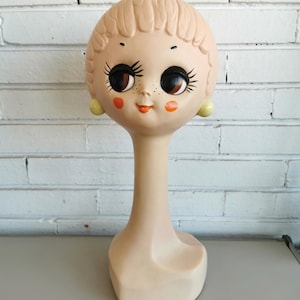 Vintage Twiggy Mannequin Kopf Display Retro 60er Jahre Hut Perücke Halter