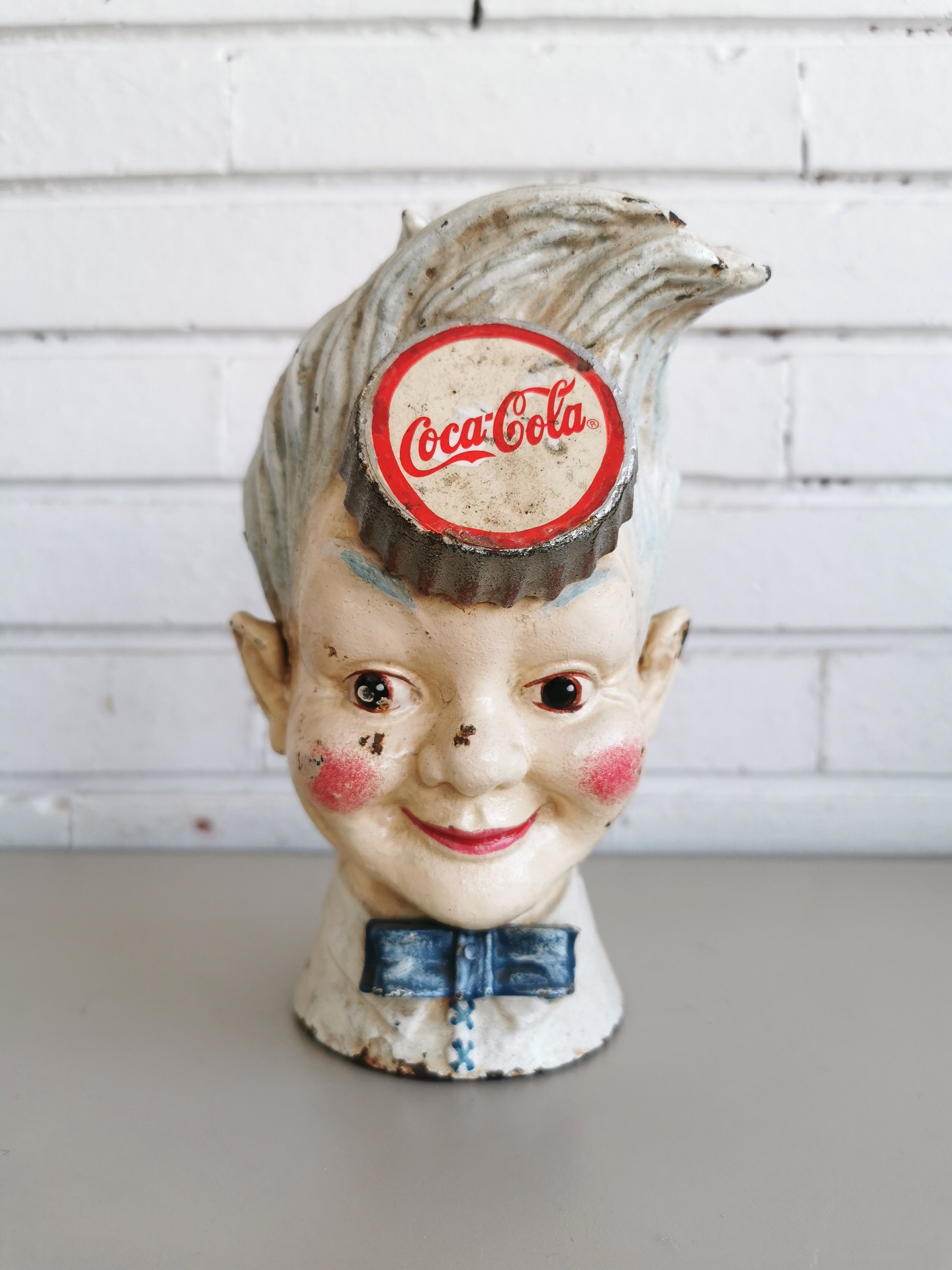 Coca Cola Sprite Boy Cast Iron Bank Vintage Commercial Sign 1950 Advertising Coke