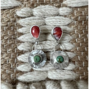 Turquoise + Spiny Oyster Earrings