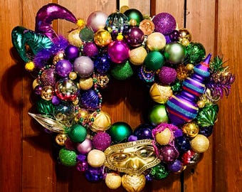 Mardi Gras Ornament wreath - available and ready to ship