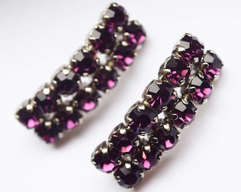 Conjunto de broche de diamantes de imitación violeta vintage de los años 50