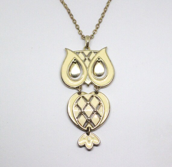 1970’s VINTAGE Gold and Enamel Articulated Owl St… - image 1