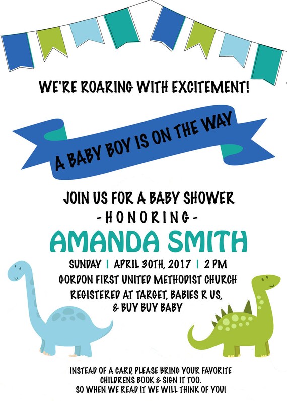 printable dinosaur baby shower invitations