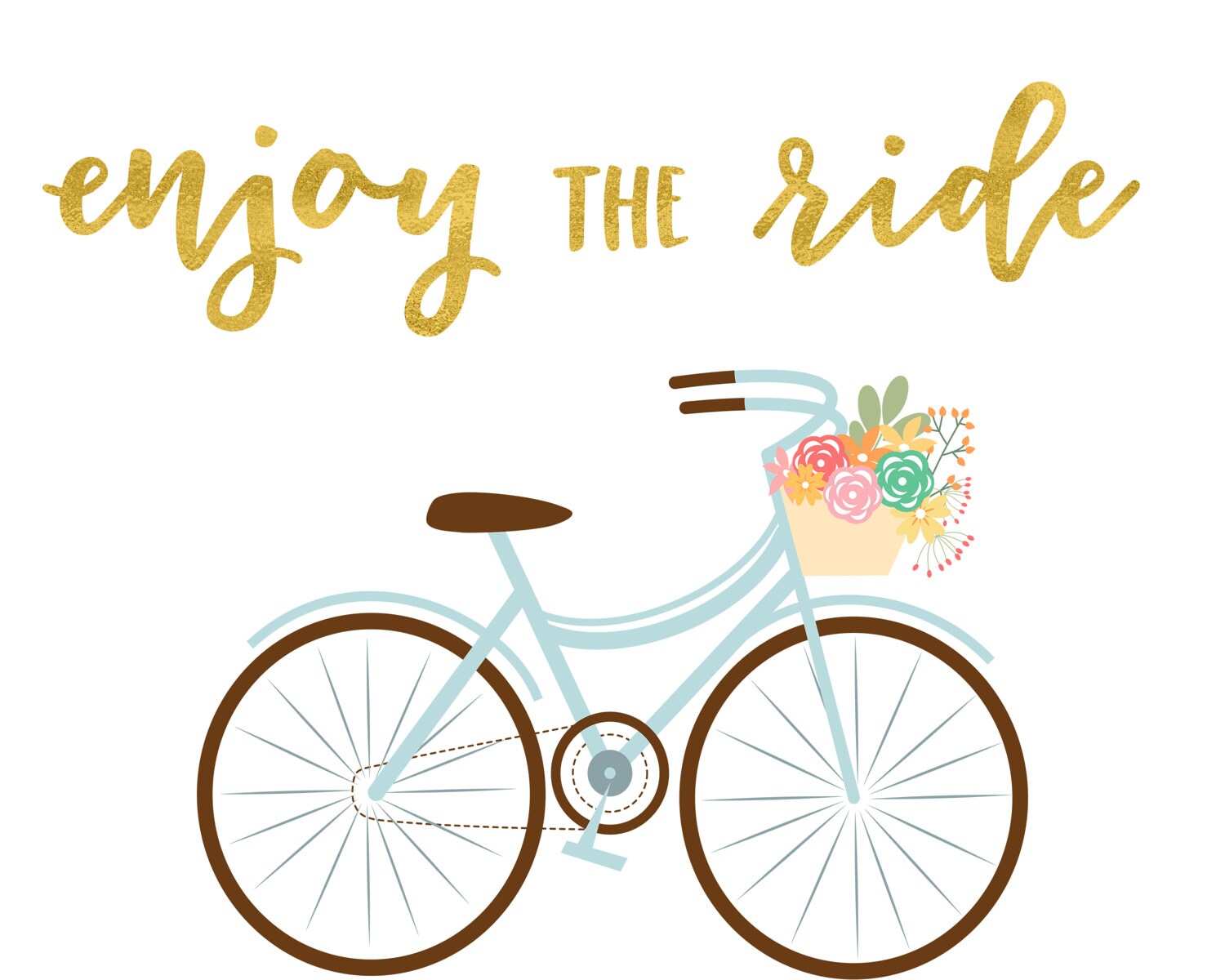 Printable Enjoy the Ride Gold Bicycle | Etsy