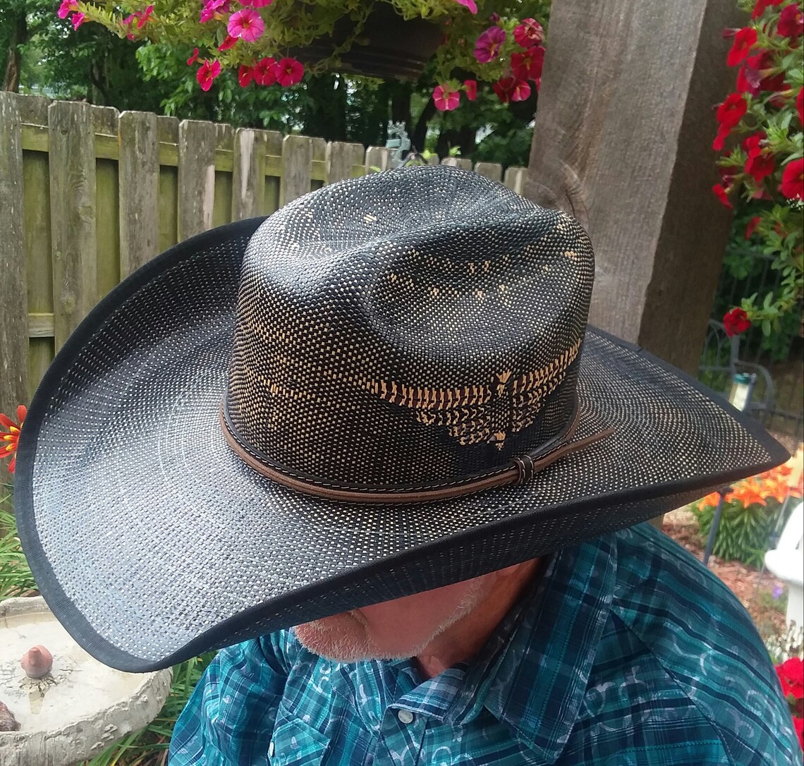 Justin Bent Rail Straw Cowboy Hat... Size 7 and a eight.. Etsy