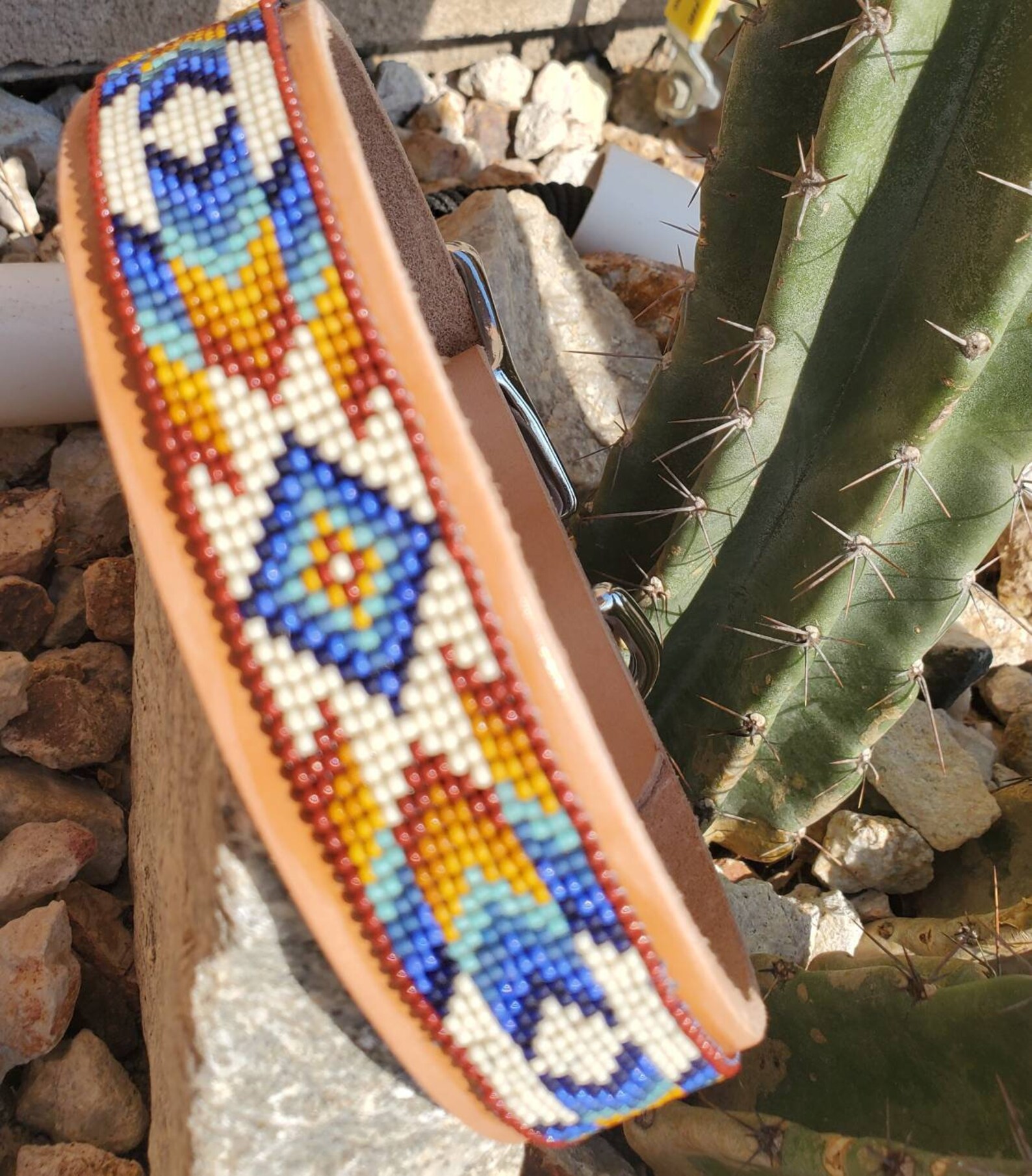 Native Inspired HandBeaded Dog Collar 2 Color bead options Etsy