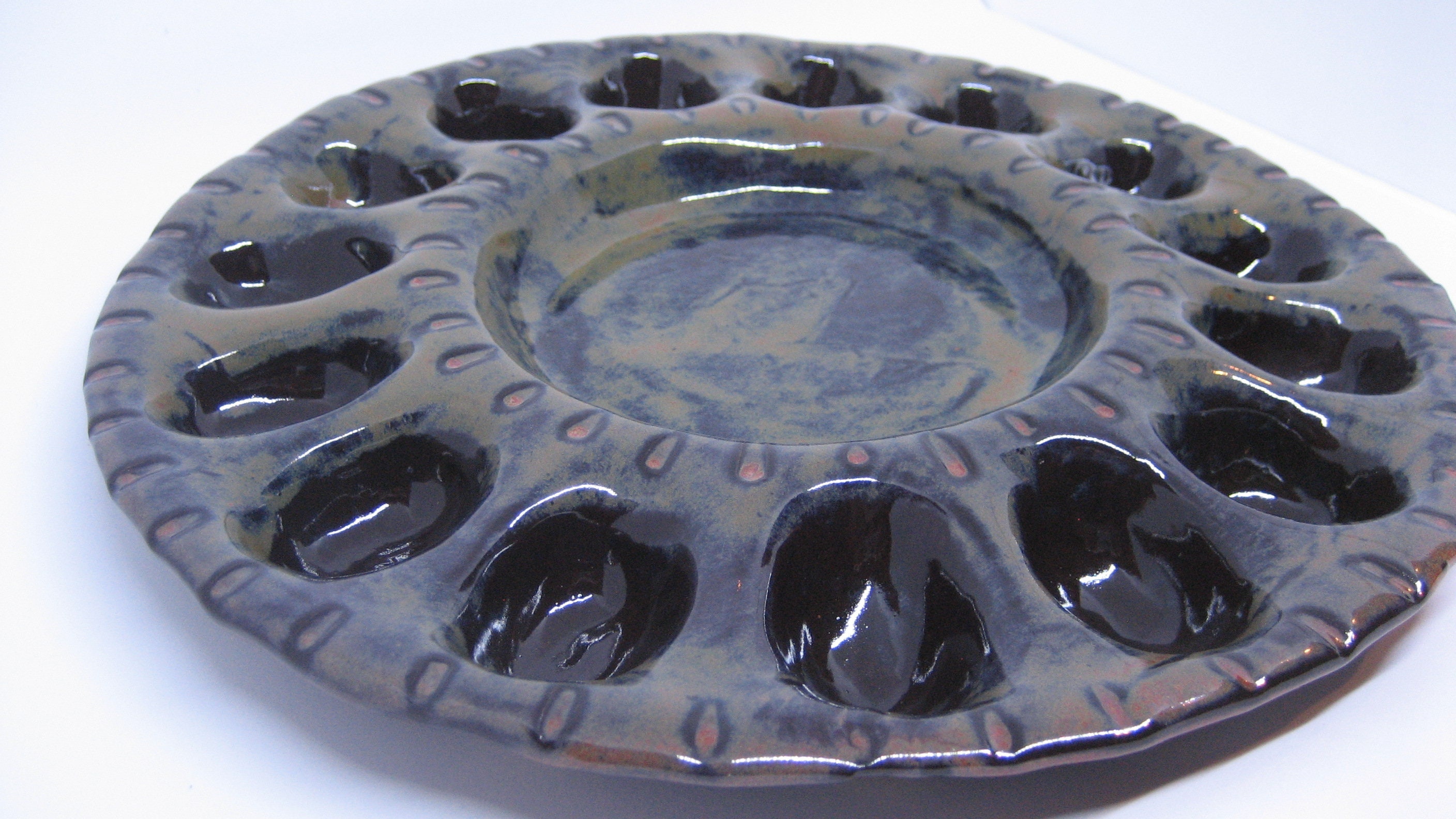 Hand Built Pottery Deviled Egg Tray