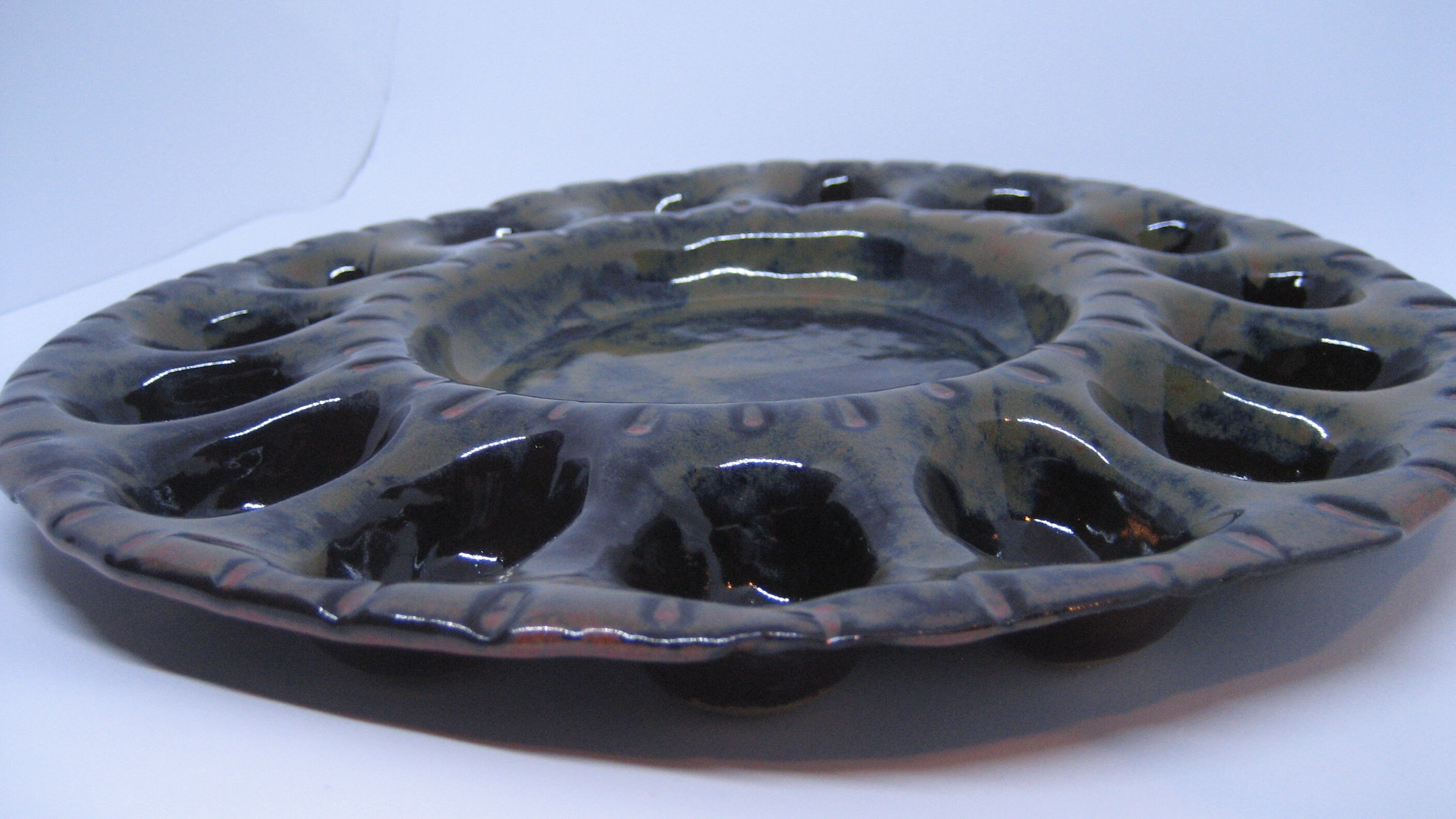 Hand Built Pottery Deviled Egg Tray