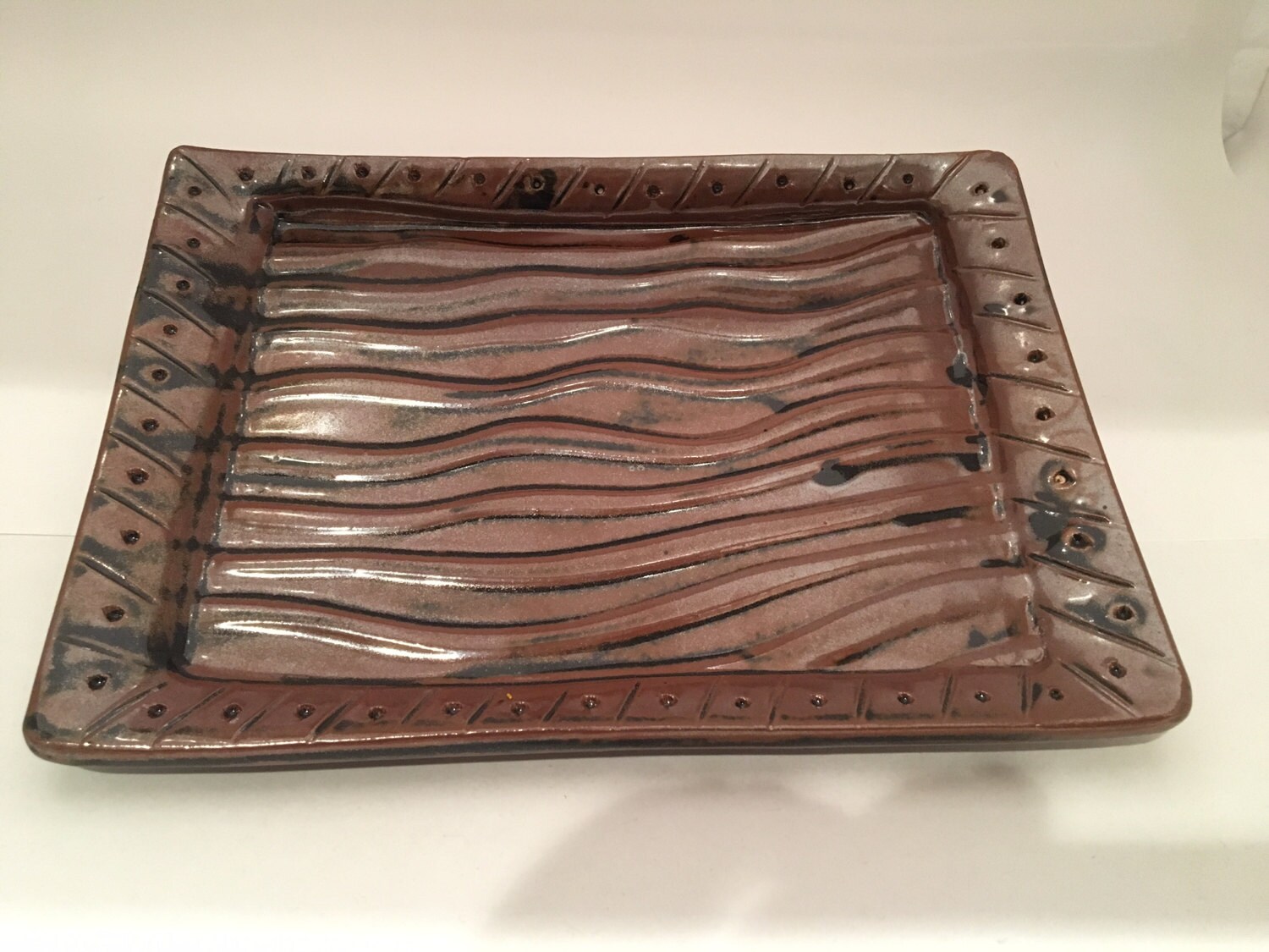 Handmade pottery slab tray