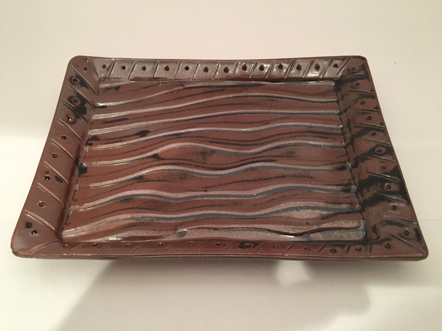 Handmade pottery slab tray