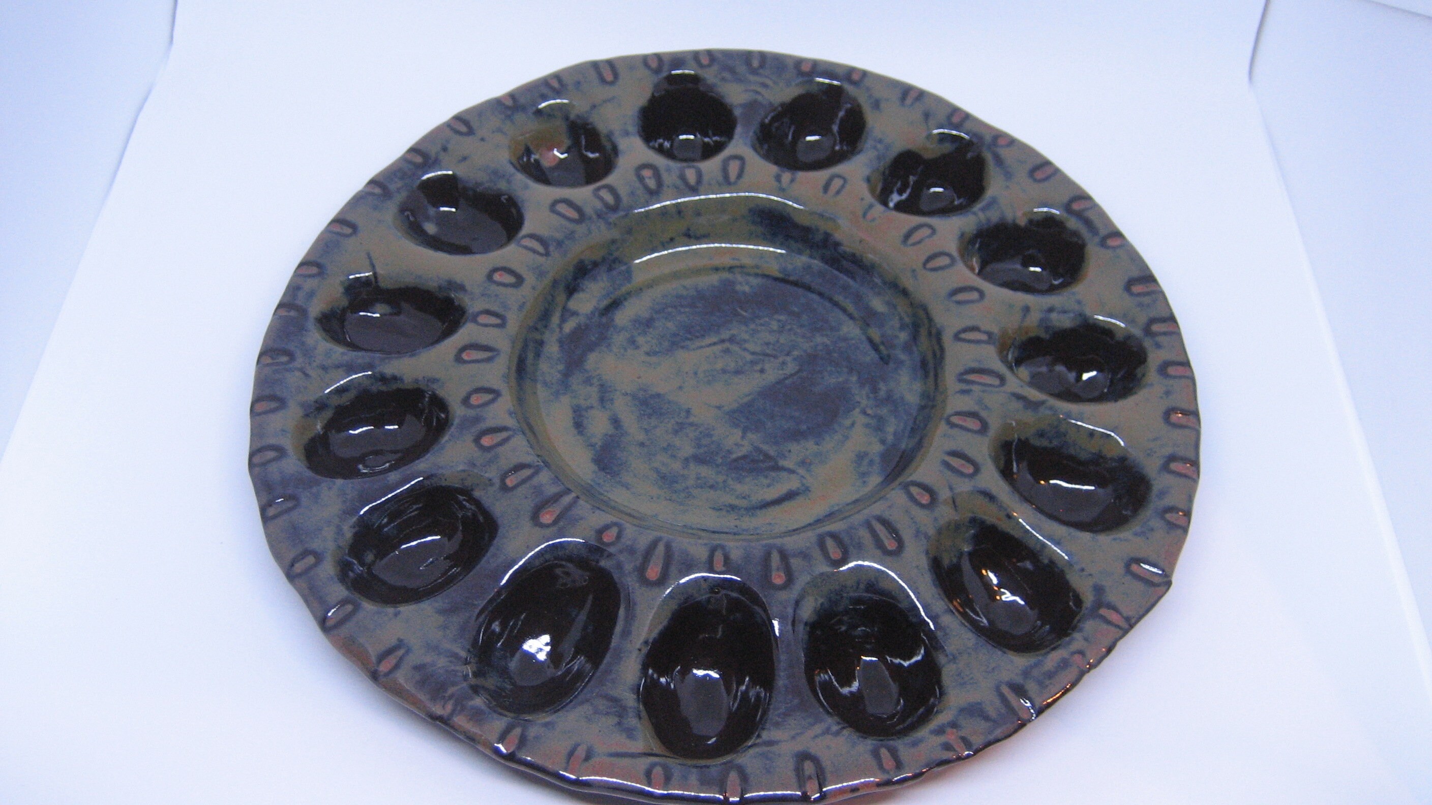 Hand Built Pottery Deviled Egg Tray