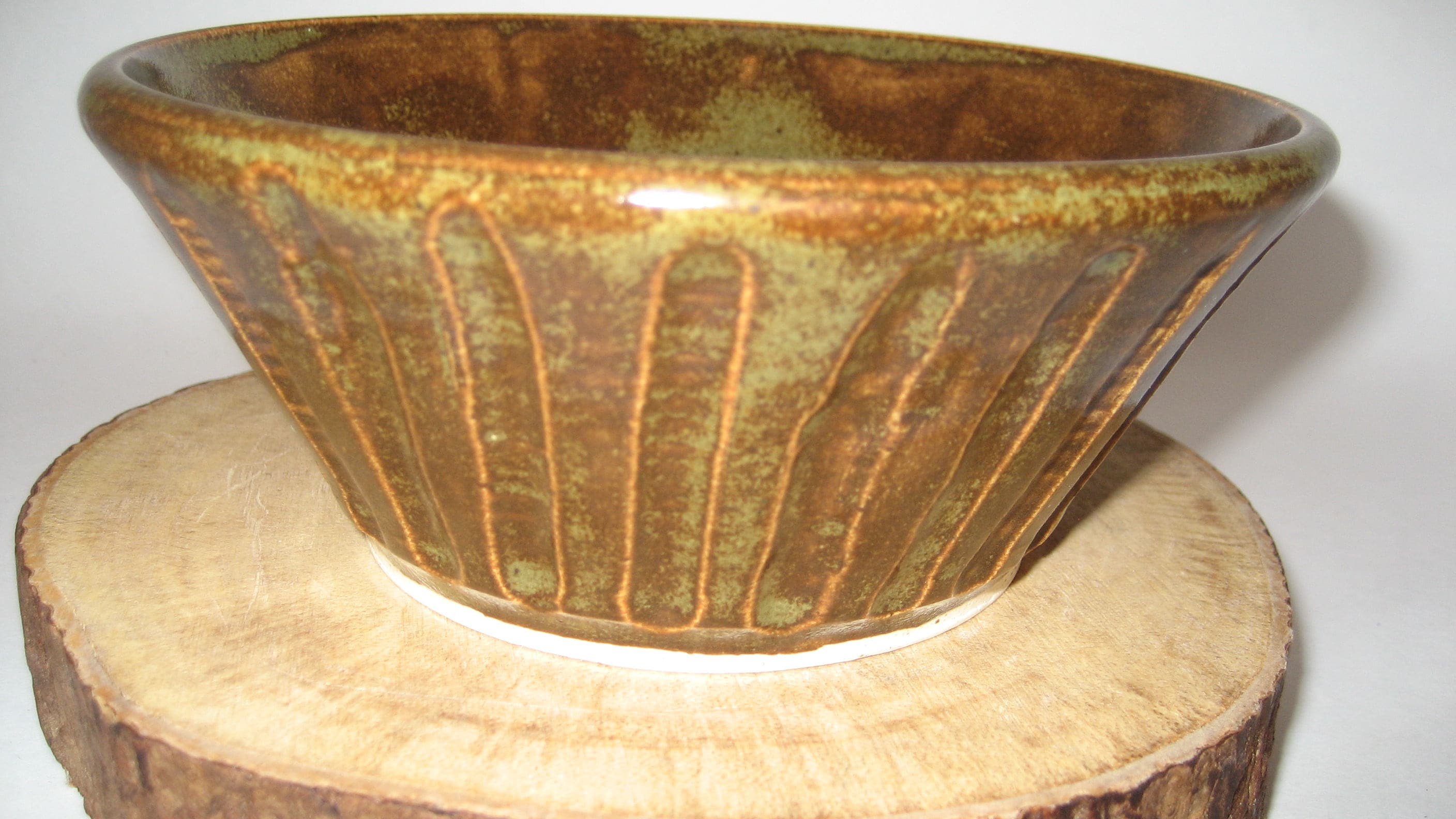 Wheel Thrown Pottery Fluted Serving Bowl