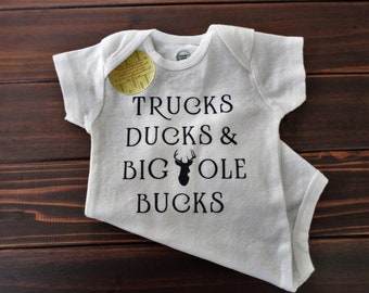 Trucks, Ducks, and Bucks Onesie, Unisex, Custom, Handmade