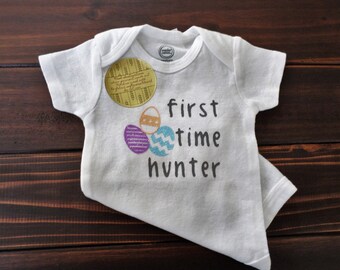 First Time Hunter Onesie, Easter, Unisex, Handmade