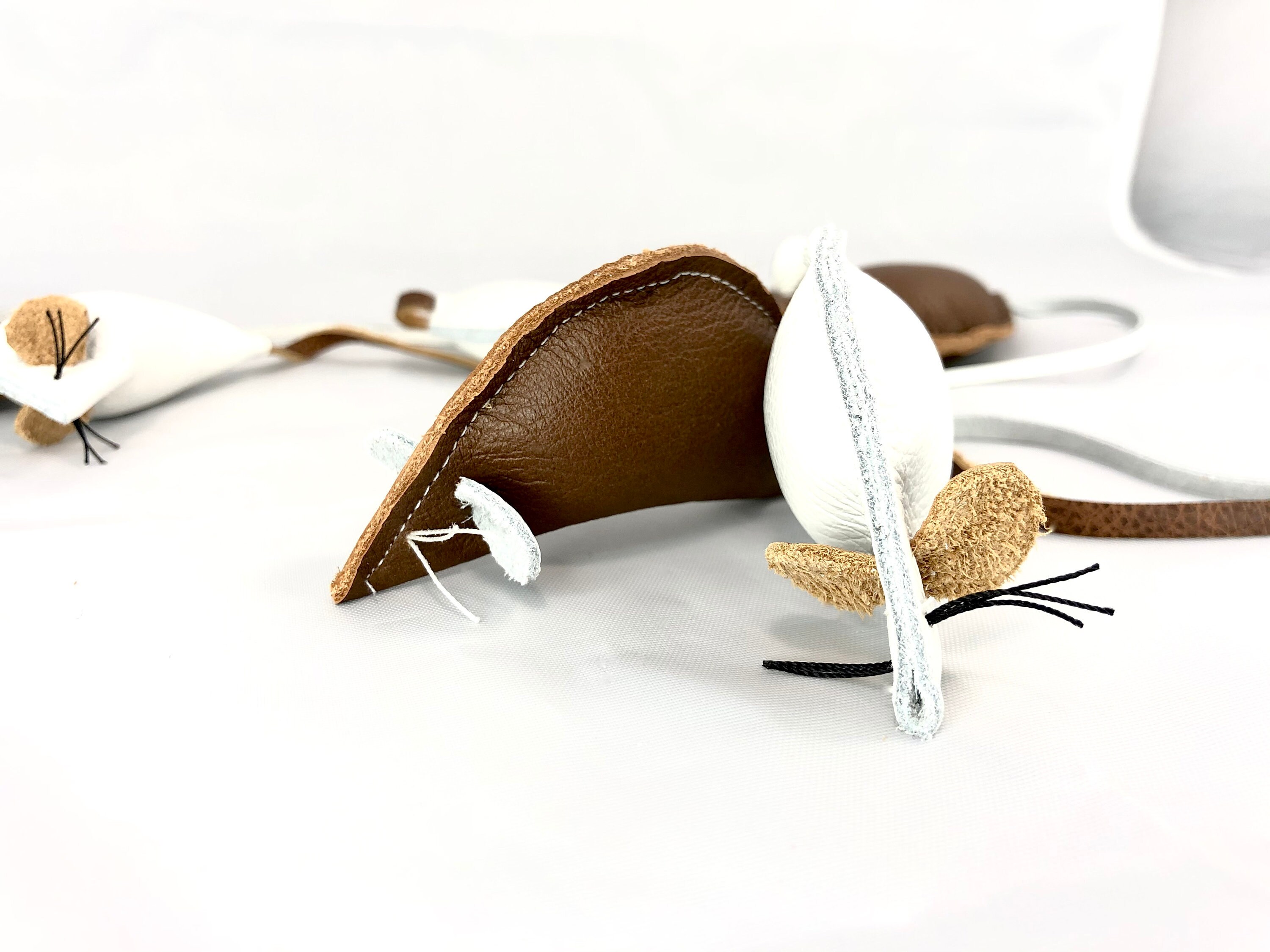 leather mouse cat toy