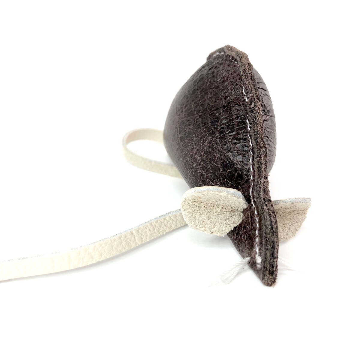 Natural Brown Leather Mouse Cat Toy Etsy