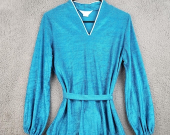 Vintage Sears 1960's 2 Piece Outfit Size 12 (Small) Crushed Velour Poly MOD Boho