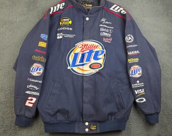 Vintage Miller Lite Nascar Jacket Mens XL Rusty Wallace 90s Chase Authentics
