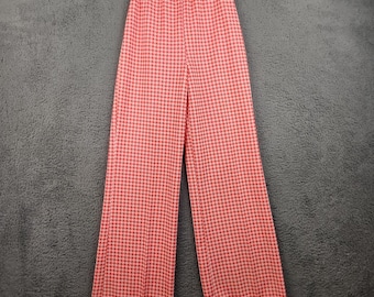 Vintage 70s Bell Bottom Pants Womens 10 (22x31) Houndstooth High Waist Polyester
