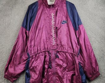 Vintage Nike 90s Big Swoosh Jacket Womens Large Track Windbreaker Training USA