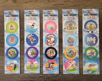 Vintage Pogs Milkcaps Wal-Mart ICEE Complete Set Intact on Cards 1995 90's Rare