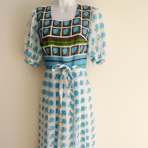 Vintage French floral motif long dress for summer