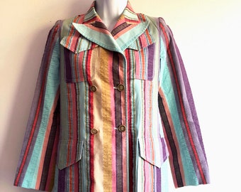 Ted Lapidus 70s multi-coloured striped cotton jacket