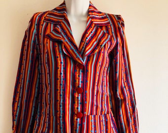Rare Dorothée bis couture vintage 70s striped rayon jacket
