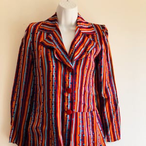 Rare Dorothée bis couture vintage 70s striped rayon jacket