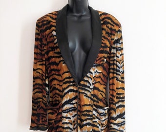 Jean Paul Gaultier tiger print silky jacket as in his s/s1992 runway collection