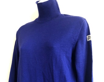 Jean Paul Gaultier Junior Gaultier dark electric blue wool acrylic mix turtleneck sweater