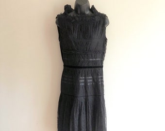 Alber Elbaz for Lanvin black lace pleated dress AW2003 runway