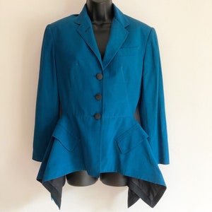 Jean Paul Gaultier AW1991 turquoise blue &#39;CanCan&#39; collection jacket