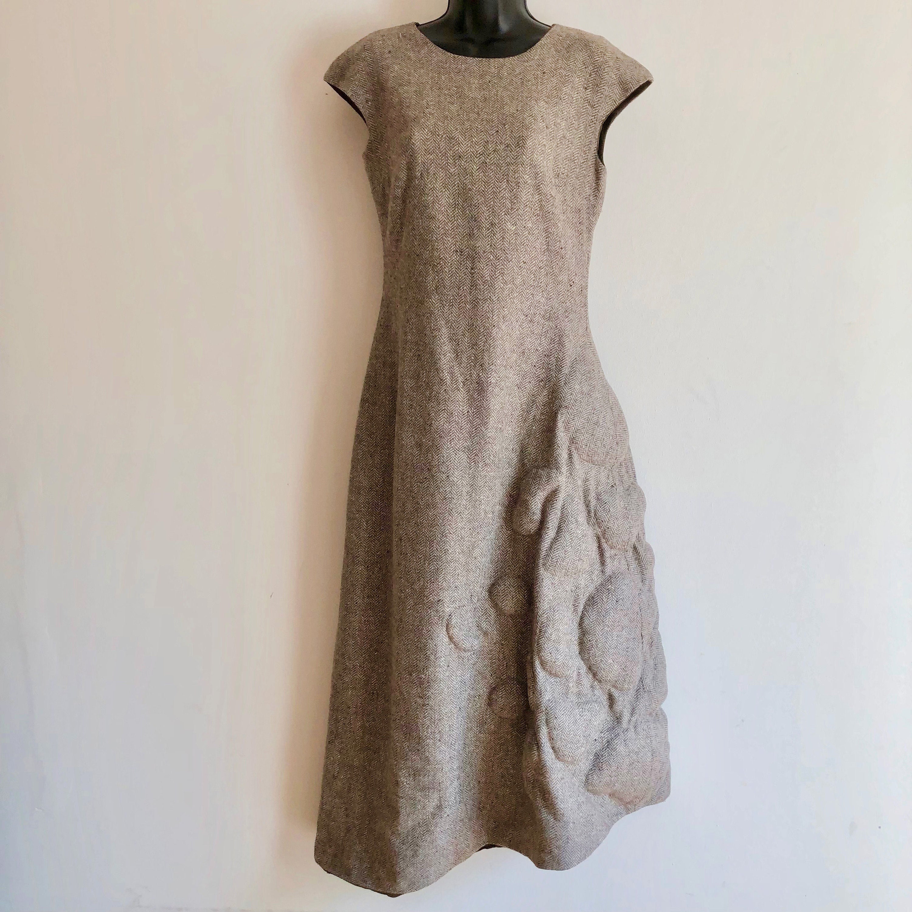 Florence Brodard French Designer Tweed Dress With Padded Bumps