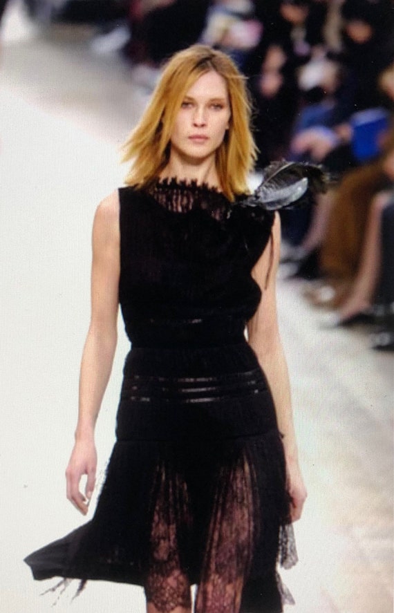 Alber Elbaz for Lanvin black lace pleated dress A… - image 3