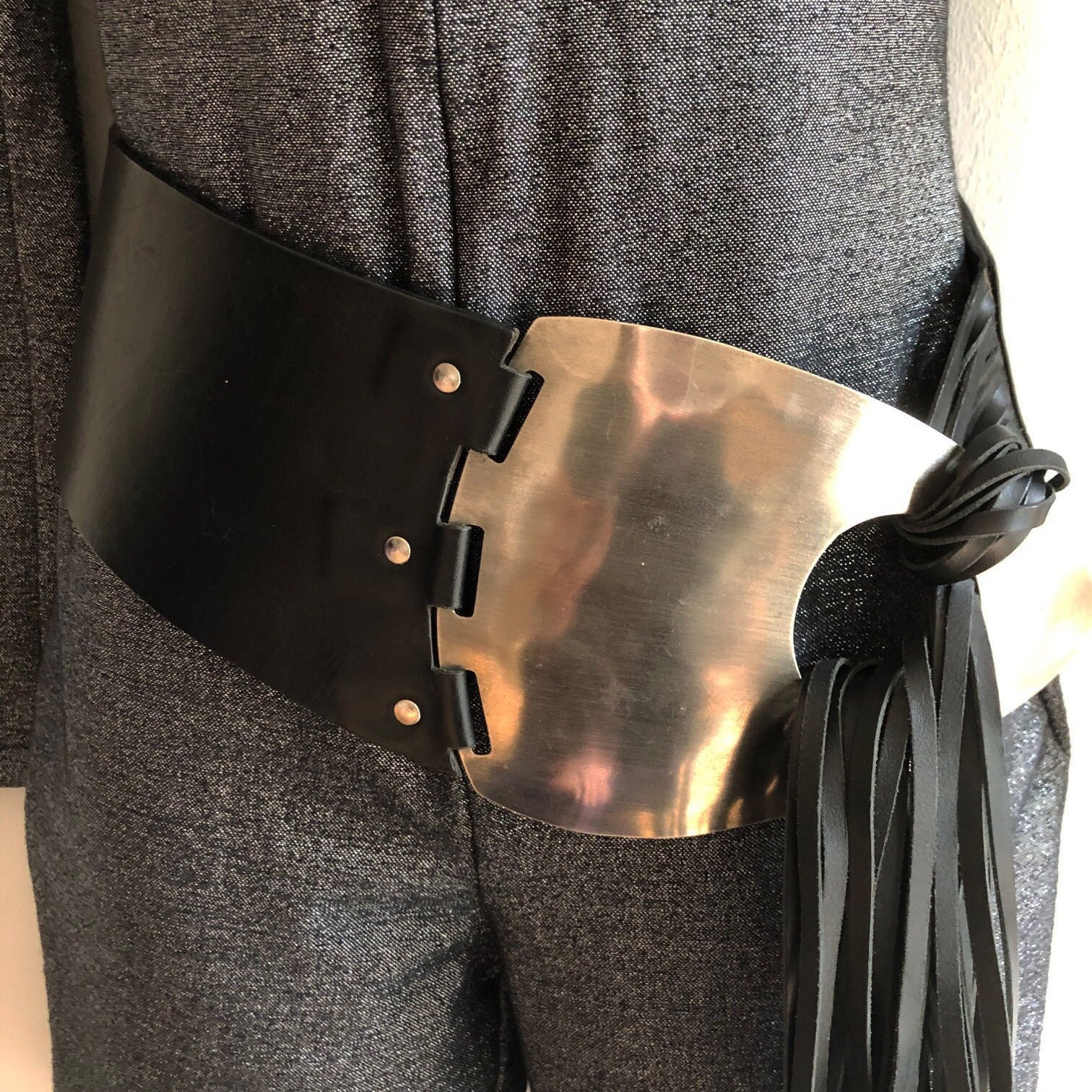 Jean Paul Gaultier Vintage Leather and Metal Belt - Etsy