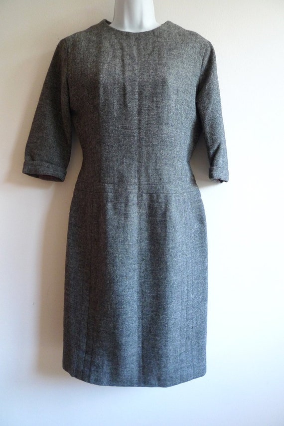 Christian Dior London sixties grey tweed day dress