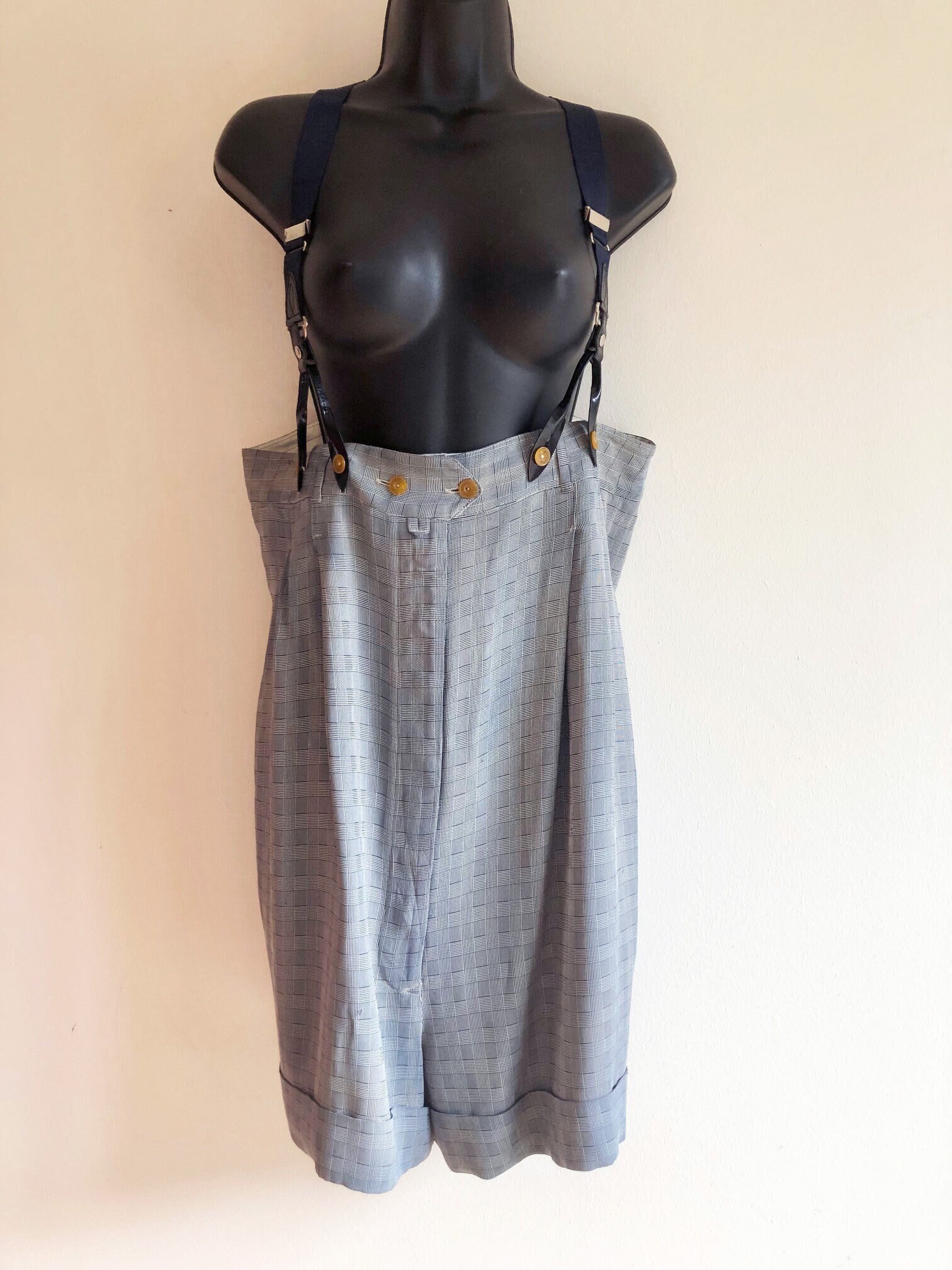 JEAN PAUL GAULTIER Black White Print Suspenders – Sui
