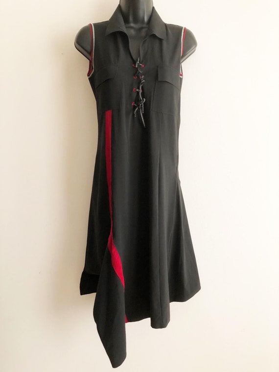 black dress with red stripe down the side Red and black stripes  DraculaClothing