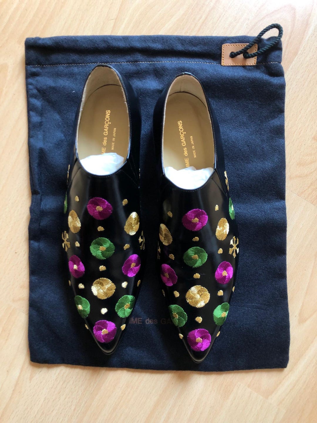 COMME des GARCONS 刺繍パンプス Comme Des Garçons Vintage Embroidered Shoes Japanese Size 25 1/2